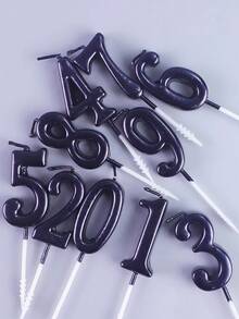 1pc Black Number Candle 0-9 For Birthday Anniversary Milestone Party Cake Decoration - Black - View 2