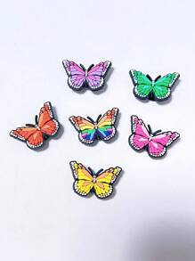 6pcs Colorful Butterfly DIY Fashion Shoe Charms, Removable Shoe Accessories For Hollow Out Clogs