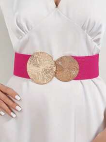 1pc Women's Vintage Elastic Waist Belt With Large & Small Circles, Suitable For Coats, Dresses, Etc. Halloween Leopard Print