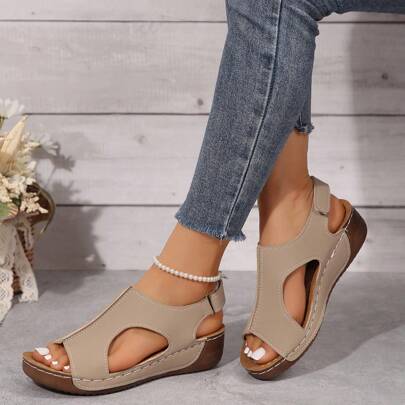 复古优雅的天花板！玛丽珍露趾坡跟鞋，合成皮革³厚底防滑，纯色鞋垫+简约设计，精致优雅，适合AlSeason