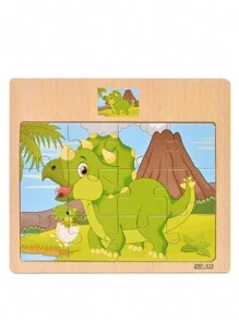 1 pieza Rompecabezas de madera de 12 piezas, rompecabezas con patrón de dibujos animados, rompecabezas de panel plano, juguete educativo temprano que fomenta la atención, paciencia y el desarrollo, regalo de Año Nuevo