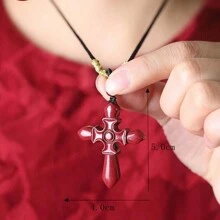 天然翡翠製手工飾品，綠寶石珠寶項鍊，水晶基督教項鍊，送給她的禮物，耶穌護符禮物，假期禮物 - G - 查看 4