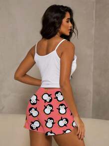 Conjunto Pijama Feminino Cropped Branco Pinguim - Branco - Visão 4