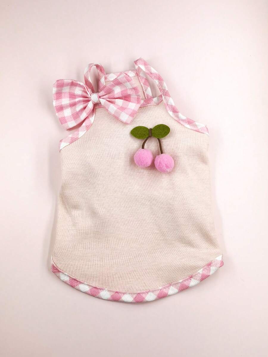 1pc Plaid Bow Tie Pet Clothes, Cute Cat Dog Dress