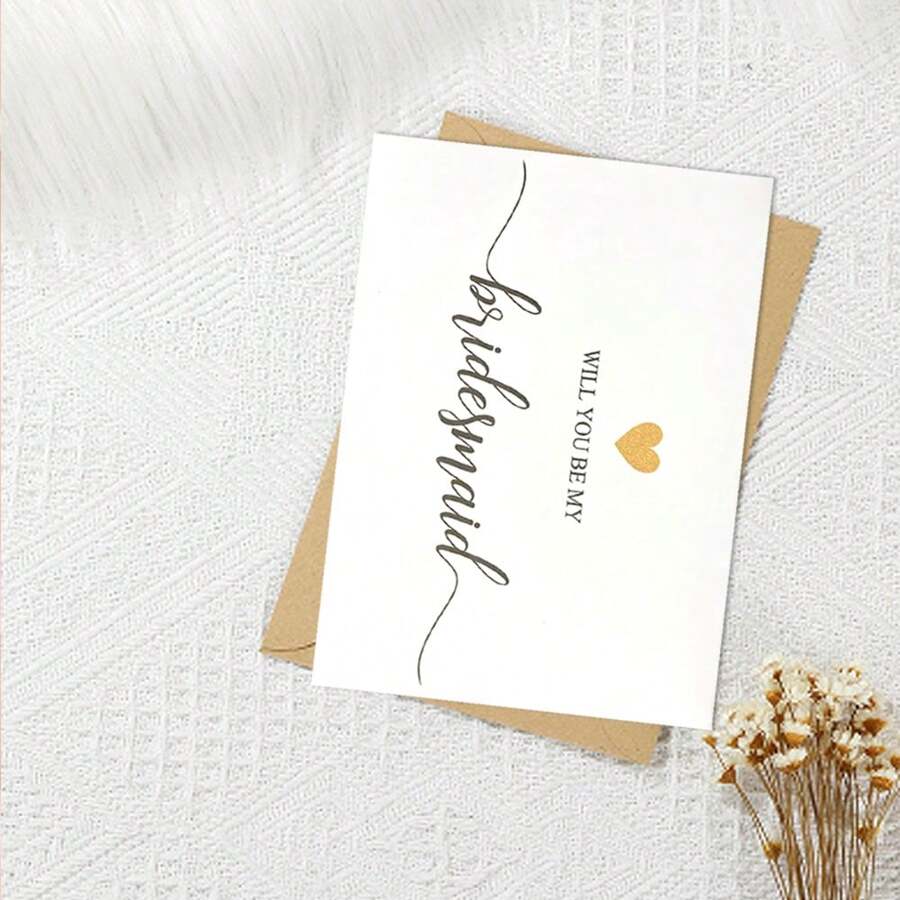 Una tarjeta para invitar a las damas de honor a la boda de buenos amigos, tarjeta de invitación para las damas de honor, - papel kraft - Ver 1