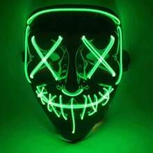 Colplay LED Light Up Halloween Mask, Scary Masquerade Glow LED Mask With 3 Lighting Modes & EL Wire For Costume & Cosplay Party - Multicolor - View 8