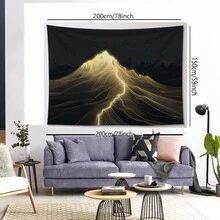 個性化山谷背景掛毯，房間裝飾和氛圍提升。可用作床邊畫布，掩飾牆面瑕疵 - 藍色 - 查看 2