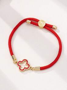 1 件时尚迷人简约海滩风格可调节幸运四叶草手链手工编织线三叶草图案可调节弹性花朵和五叶草串珠手链适合女性日常佩戴波西米亚风格珠宝母亲节礼物夏季手链情人节、妈妈、母亲、母亲节、礼物 - 五葉草 - 查看 9