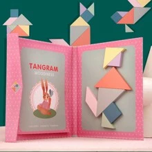 1 pieza Caja de color Empaquetada Juguete educativo magnético Tangram, Espacio y forma, Rompecabezas de iluminación matemática, Tablero de rompecabezas de desarrollo cerebral, Juguete de madera Tangram multicolor apto como regalo de cumpleaños, Pascua, Navidad, Vuelta a la escuela!