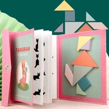 1 pieza Caja de color Empaquetada Juguete educativo magnético Tangram, Espacio y forma, Rompecabezas de iluminación matemática, Tablero de rompecabezas de desarrollo cerebral, Juguete de madera Tangram multicolor apto como regalo de cumpleaños, Pascua, Navidad, Vuelta a la escuela!