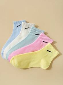 10 Pairs Kids Socks Set, Solid Or Striped Ribbed Short Socks For Sports And Casual Wear, Comfortable Breathable Barefoot Socks, Random Colors And Styles - Multicolor - View 2