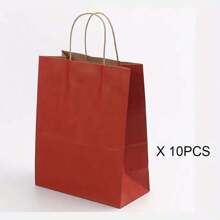 10 个/包，8.27x5.9x3.15 英寸纸袋、礼品袋、购物袋、牛皮纸袋、零售袋、生日派对袋、小型便携式基本棕色纸袋、简单方便、圣诞派对圣诞装饰圣诞装饰品圣诞礼物和、万圣节派对万圣节装饰万圣节装饰品万圣节礼物促销 - 簡易方便的購物袋 - 查看 8