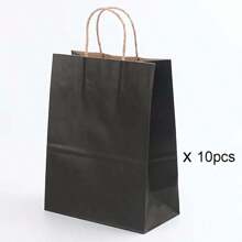 10 个/包，8.27x5.9x3.15 英寸纸袋、礼品袋、购物袋、牛皮纸袋、零售袋、生日派对袋、小型便携式基本棕色纸袋、简单方便、圣诞派对圣诞装饰圣诞装饰品圣诞礼物和、万圣节派对万圣节装饰万圣节装饰品万圣节礼物促销 - 簡易方便的購物袋 - 查看 6