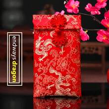 1 Pc Red Festive Gift Bag, Money Bag. Chinese New Year Red Envelopes. Silk High-End Material Small Storage Bag - Red - View 13