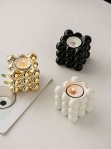 1 件树脂工艺金色/白色/黑色/魔方香薰烛台创意，家居装饰摆件几何魔方烛台。情人节礼物万圣节、幽灵、秋季、节日、假日、冬季、假日、节日、房间装饰， - 彩色 - 查看 3