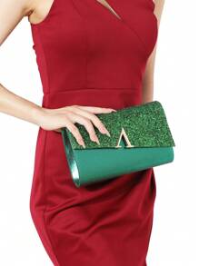LETODE BAG 4 件套水钻首饰套装闪亮项链耳环手镯套装适用于婚礼手拿包女士晚宴闪光晚宴包信封手拿包婚礼派对新娘钱包，迷人水钻包 - 綠色 - 查看 4