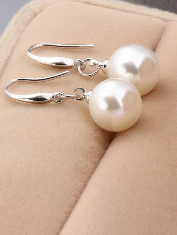 1 par de pendientes de gota de perla de 10 mm de plata esterlina 925, pendientes con gancho para oreja de joyería para mujer