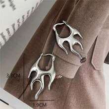 1Pair Fashion Minimalist Golden Silver Flame Earrings For Women Exquisite Copper Studs Niche Design Hiphop Party Jewelry Gifts - Multicolor - View 6