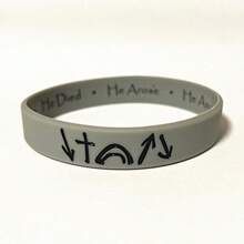 2 Pcs Power Of Faith Jesus Christ He Died He Arose He Ascended  Prayer Cross Party Silicone Bracelet Jewelry Gifts For Men Women