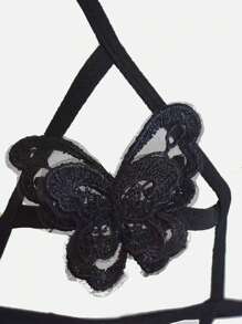 1pc Women's Sexy Butterfly Hollow Out Crotchless Bodysuit, Lingerie Uniform, Suitable For Home Use