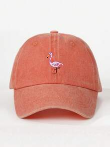 1入組中性刺繡火烈鳥洗水棉棒球帽，戶外調節式防曬帽，適用於春秋季旅行/海灘/假期，Y2K風格青年帽 - 刺繡 - 查看 9