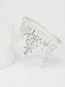 1 szt. Ozdoba ze sztucznej perły w kształcie korony ozdoba na wierzch tortu, kreatywna dekoracja ciast ze stopu na imprezę - Srebro 2szt - Zobacz 4