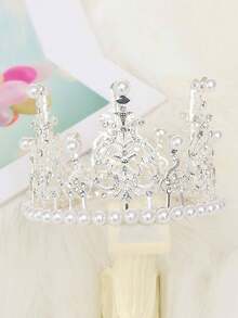 1 szt. Ozdoba ze sztucznej perły w kształcie korony ozdoba na wierzch tortu, kreatywna dekoracja ciast ze stopu na imprezę - Srebro 2szt - Zobacz 5