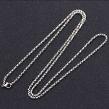 1pc Stainless Steel Square Box Corn Chain Interlock Men's Chain Necklace - Silver - View 18