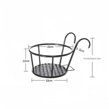 1pc   Iron Balcony Flower Rack Railing Flower Rack Guardrail Hanging Flower Pot Rack Hanging Hanging Basket Green Apple Rack Circular Pot Hanging Rack - Multicolor - View 3