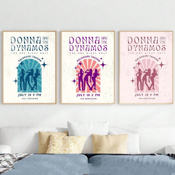 1 Peça Pôster Clássico de Música Donna e Dynamos Mamma Mia Impressão Retrô de Filme em Tela Pintura Artística de Parede para Decoração Moderna de Casa. Sem Moldura