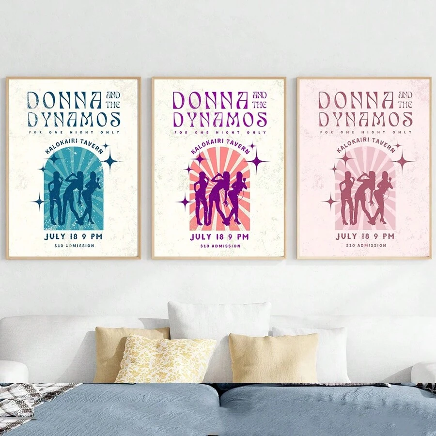 1 Peça Pôster Clássico de Música Donna e Dynamos Mamma Mia Impressão Retrô de Filme em Tela Pintura Artística de Parede para Decoração Moderna de Casa. Sem Moldura