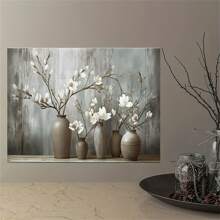 1pc Vibrant Magnolia Canvas Wall Art - Wooden Framed Contemporary Floral Print - Wall Art, Perfect Accent For Bedrooms, Living Rooms, Kitchens And More - Seasonal Fall Decorations,Poster Gifts Birthday Graduation