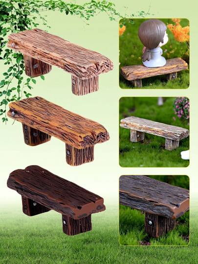 1/3pcs-Mini Resin Bench Miniature Fairy Garden Bench Dollhouse Accessories Statue DIY Decor Gift