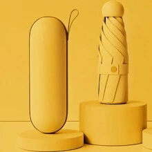 便携式胶囊伞，具备防晒和防雨功能，配有收纳盒，适合学校、办公室、家庭、旅行等各种场合，夏季降温，也适合海滩、春夏出行，是伴娘礼物、房间、卧室装饰的理想之选。男女皆宜，是度假的完美伴侣。 - 一件 - 查看 7