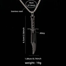 Vintage And Cool Metal Model Sword Stainless Steel Necklace, Colorful Knife Sweater Chain - Silver - View 11