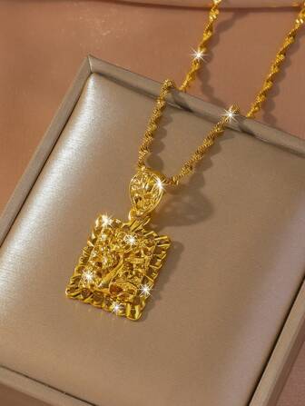 1 Stück halsketteanhänger mit Cut Out goldplattiertem Blumenmuster für Frauen, Schmuckgeschenk für den täglichen Gebrauch