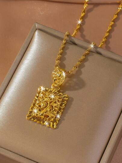 1 件镂空镀金花卉吊坠项链，适合女士，日常佩戴珠宝礼物