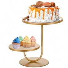 1入組蛋糕架，金屬黃金甜點桌架，杯子蛋糕展示架，餅乾托盤架高架蛋糕檔不銹鋼結構，用於婚禮，嬰兒淋浴，茶會，生日派對裝飾（手工製作可能略有顏色或圖案不同）