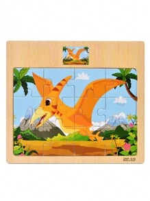 1 pieza Rompecabezas de madera de 12 piezas, rompecabezas con patrón de dibujos animados, rompecabezas de panel plano, juguete educativo temprano que fomenta la atención, paciencia y el desarrollo, regalo de Año Nuevo