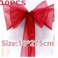 10pcs Violet Organza Chair Back Decoration Belt With Bowknots, 18cm Wide 275cm Long, DIY Bow Shapes; Glass Organza Chair Back Cloth For Festival Party Decoration, Great For Outdoor Canopy, Wedding, Graduation Ceremony, Background Decoration, Opening Ceremony, Interactive Party Atmosphere, Gift Packaging Decoration, Colored Ribbon - Multicolor - View 58
