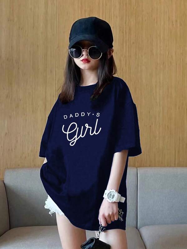 Tween Girl Casual Fun Printed Round Neck Pullover Short Sleeve T-Shirt, Summer