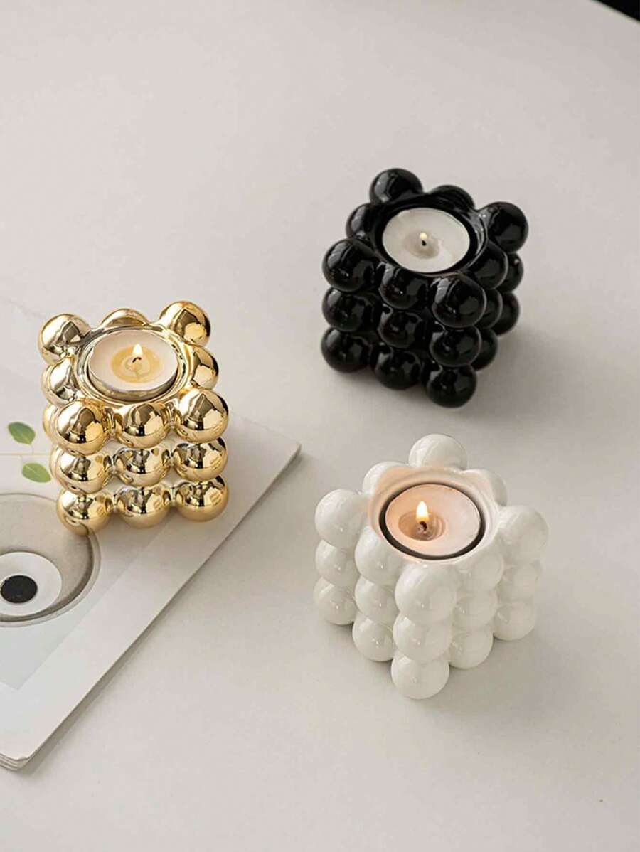 1 件树脂工艺金色/白色/黑色/魔方香薰烛台创意，家居装饰摆件几何魔方烛台。情人节礼物万圣节、幽灵、秋季、节日、假日、冬季、假日、节日、房间装饰，