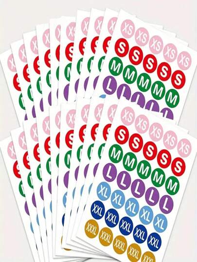 700片/20張圓形尺寸鞋子和衣服貼紙，不同顏色標籤（每張35片）