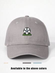 1 pezzo Berretto da baseball da calcio ricamato, cappello da sole regolabile da spiaggia per tempo libero all'aperto per viaggio vacanza in autunno/primavera, stile Y2K, cappello giovanile - Grigio - Visualizzare 2