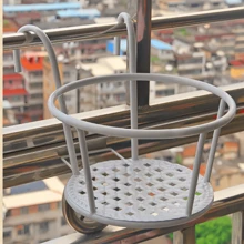 1pc   Iron Balcony Flower Rack Railing Flower Rack Guardrail Hanging Flower Pot Rack Hanging Hanging Basket Green Apple Rack Circular Pot Hanging Rack - Multicolor - View 8