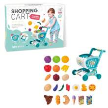 Carrito de compras de supermercado de juguete para niños, niñas y niños con simulación de cortar frutas y verduras - Multicolor - Ver 8