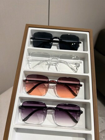 4 件套时尚男士方框眼镜，高端派对佩戴沙滩配饰眼镜，适合夏季海滩度假、户外、旅行