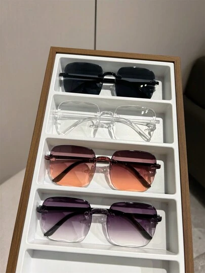 4副方形男士时尚派对眼镜沙滩配饰時尚眼鏡，适合夏季海滩度假、户外活动和旅行