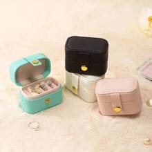1PC Mini Portable Small Jewelry Storage Bag, Wedding Ring Box, Small Fine Mesh Pattern Travel Minimalist Leather Ring Necklace Earring Storage Box Storage Box, Small Jewelry Ring Box Mini Travel Jewelry Case Portable Ring Storage Case