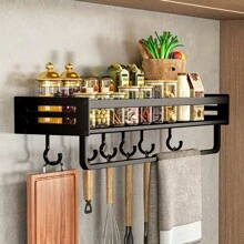1pc Thickened Kitchen Storage Rack For Spice Utensil Hanging, Drainage Rack For Cloth/Chopping Board/Ladle, Suitable For Kitchen Storage